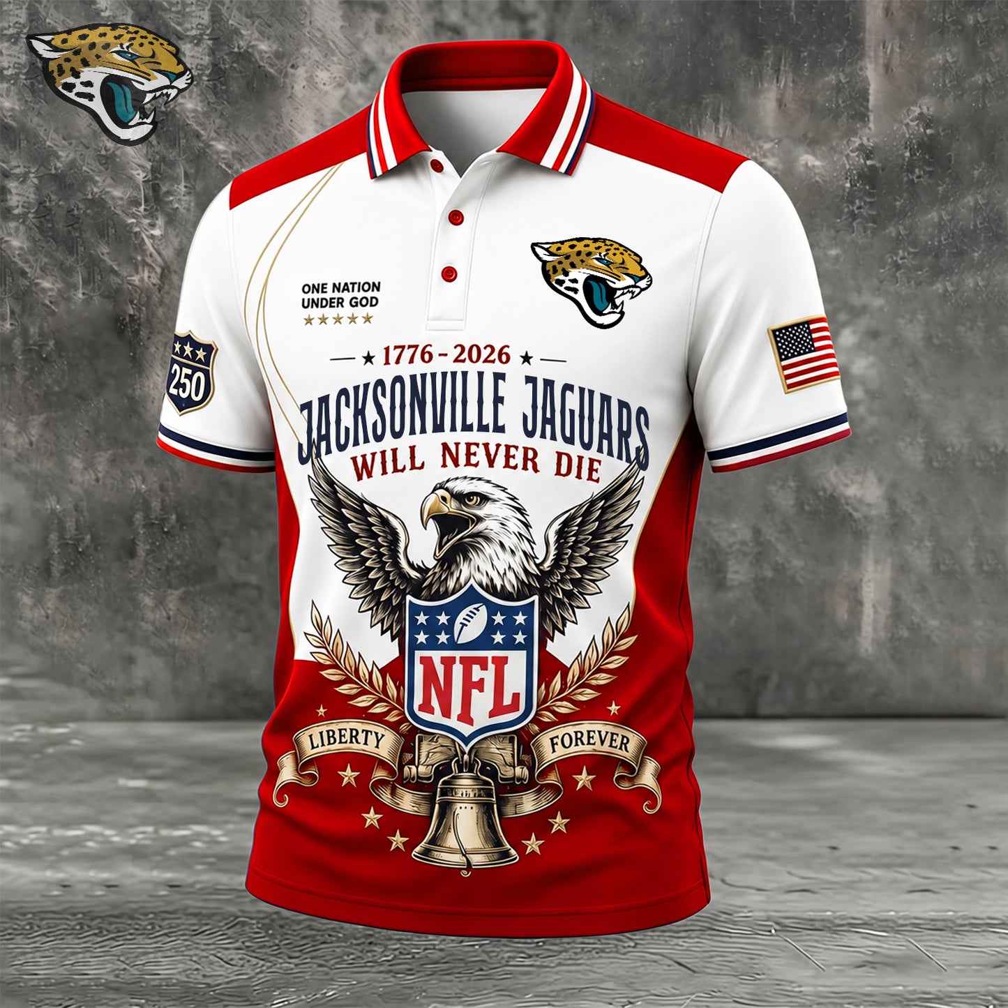 PREMIUM NFL x JAC EXCLUSIVE 250 Years Anniversary Of Freedom POLO SHIRT 290626