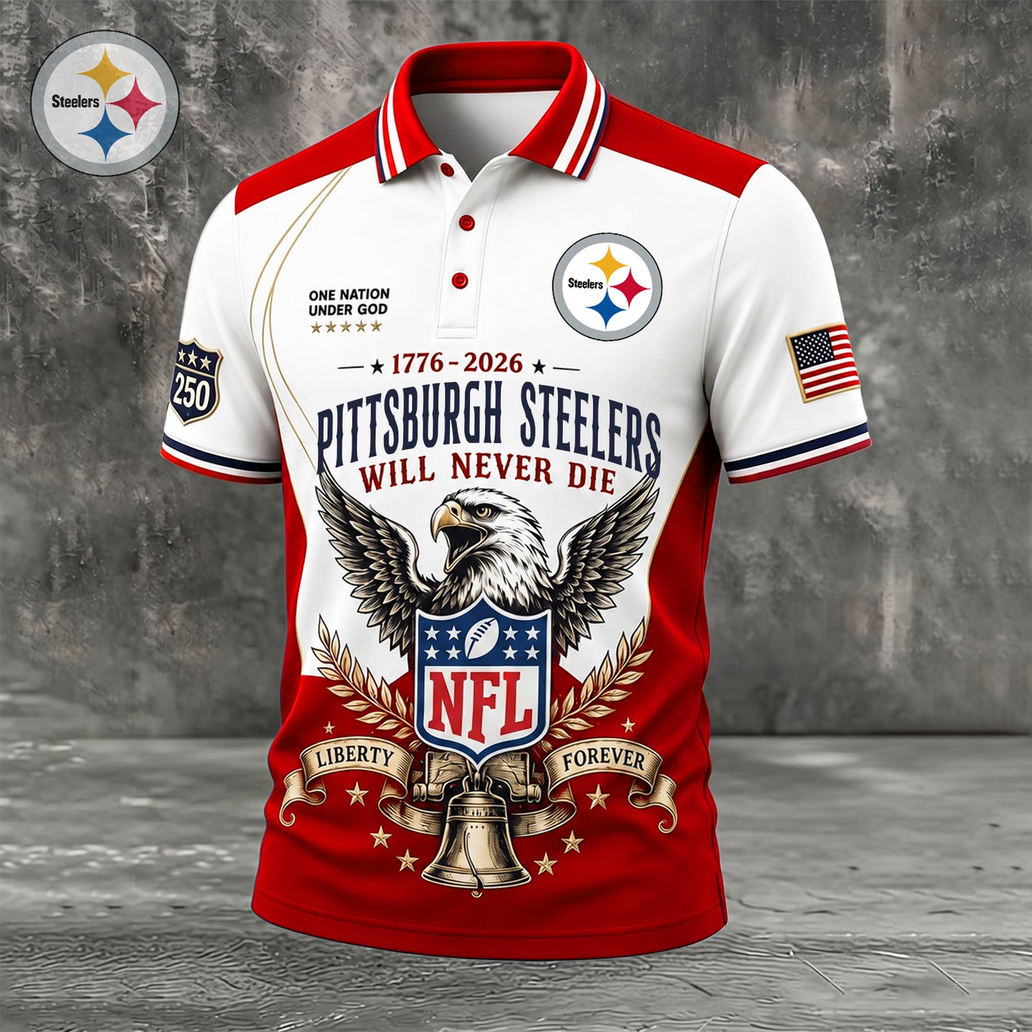 PREMIUM NFL x PIT EXCLUSIVE 250 Years Anniversary Of Freedom POLO SHIRT 290626