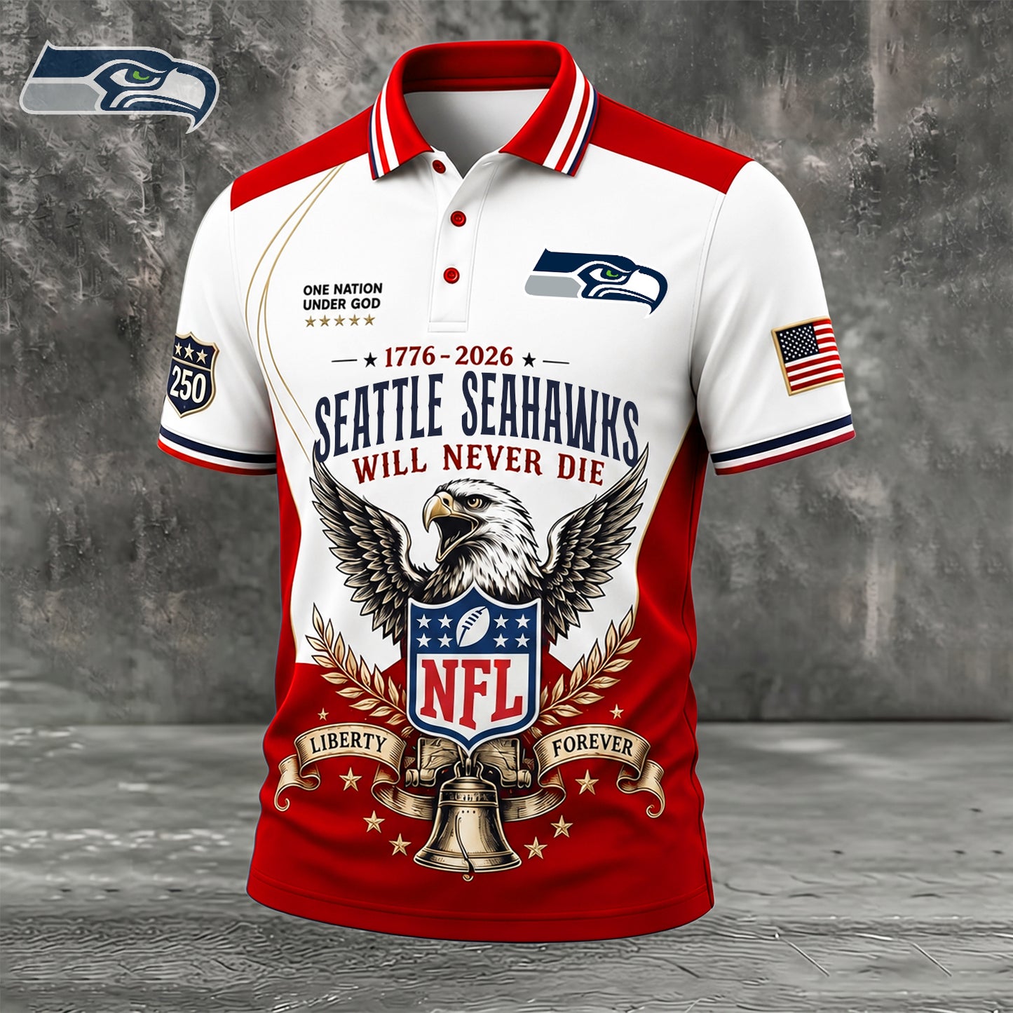 PREMIUM NFL x SEA EXCLUSIVE 250 Years Anniversary Of Freedom POLO SHIRT 290626