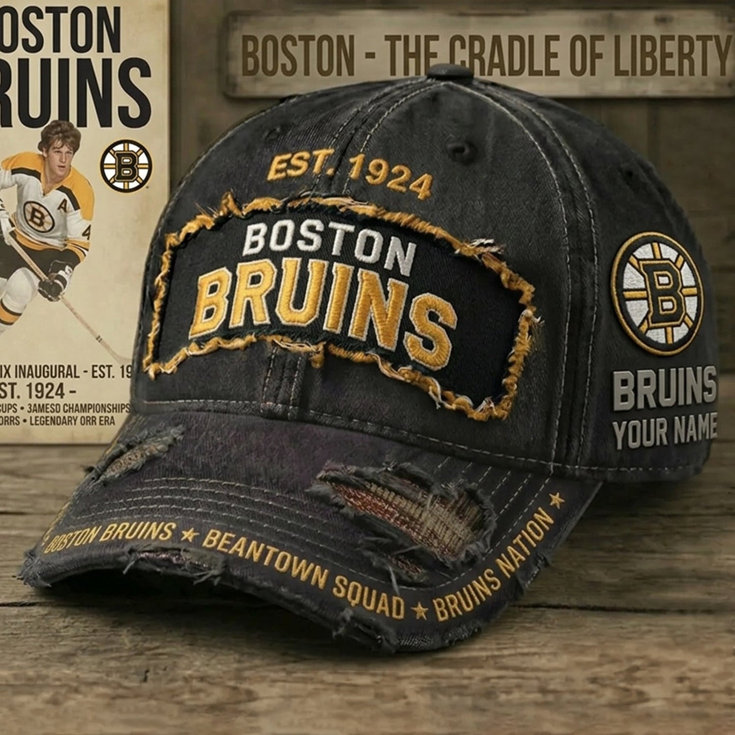 PREMIUM NHL X BB Denim Washed Custom Name HAT NDT NHM 050526