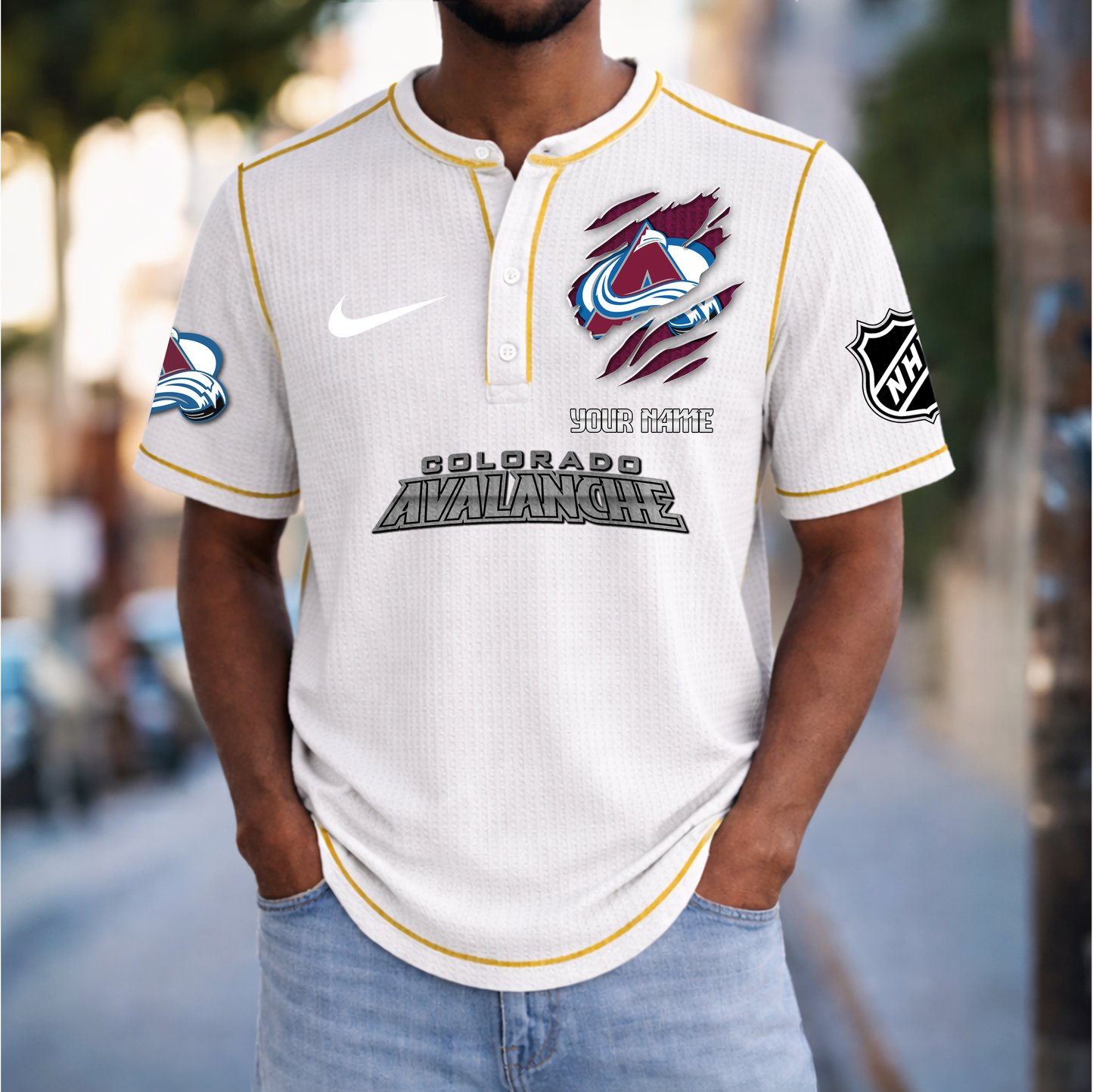 PREMIUM NHL X CA Crew neck button Henry Shirt Limited Editions NDT VHM 20426