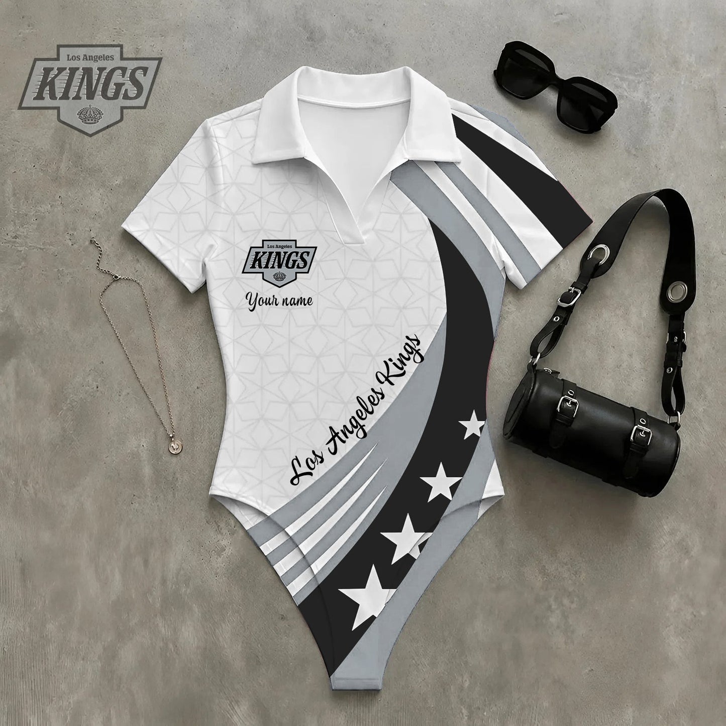 PREMIUM NHL X LAK WomenŸ??s Slim-Fit V-Neck Polo Bodysuit NDT NHM 270526
