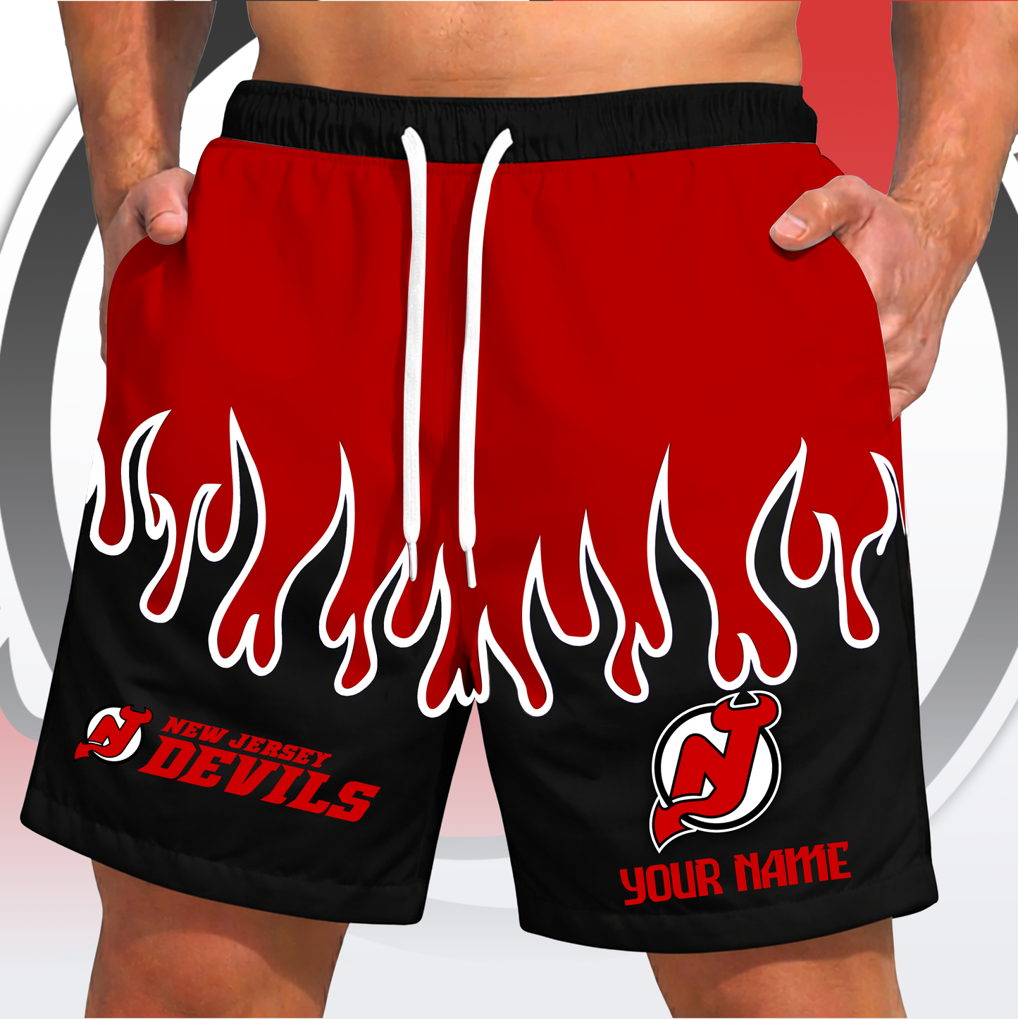PREMIUM NHL X NJD Fire Flame Short Pants Custom Name Limited Edition NDT VHM 200426
