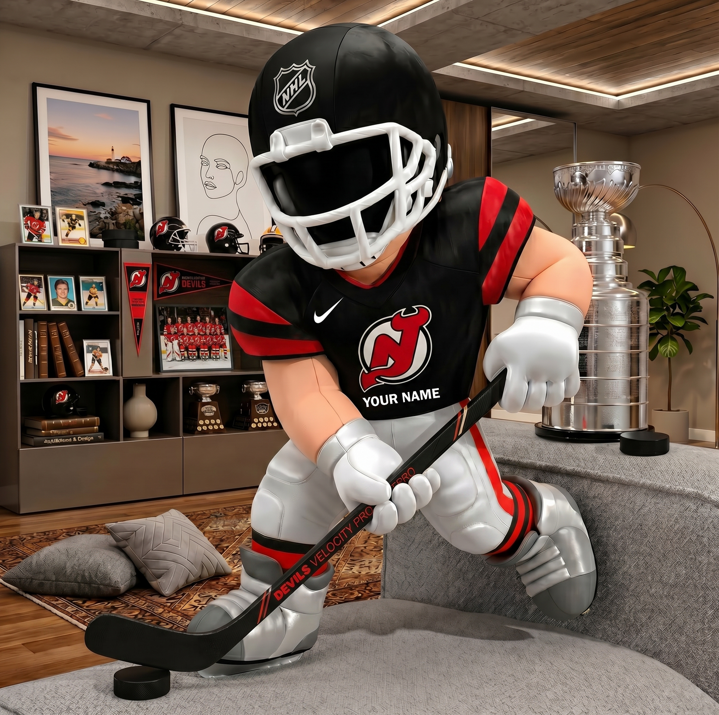 PREMIUM NHL X NJD Players Custom Shape Pillow Custom Name Gifts FOR FAN NDT VHM 280526