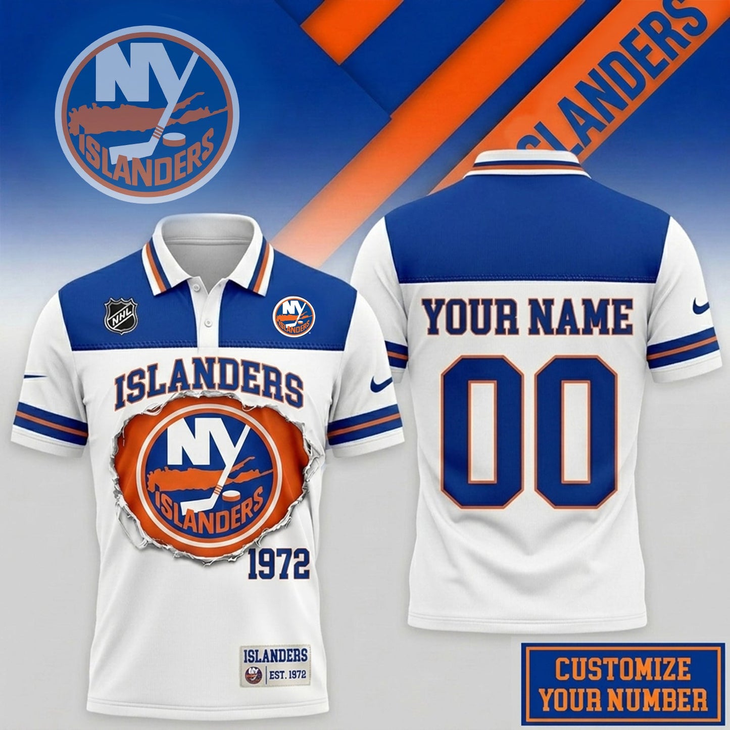 PREMIUM NHL X NYI CLASSIC POLO SHIRT LIMITED EDITIONS NDT NHM 010626