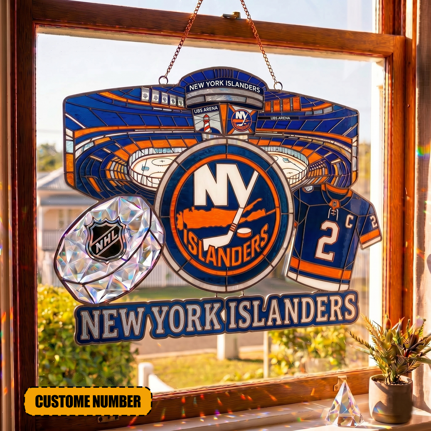PREMIUM NHL X NYI Suncatcher Custom Name Limited Edition NDT VHM 240426