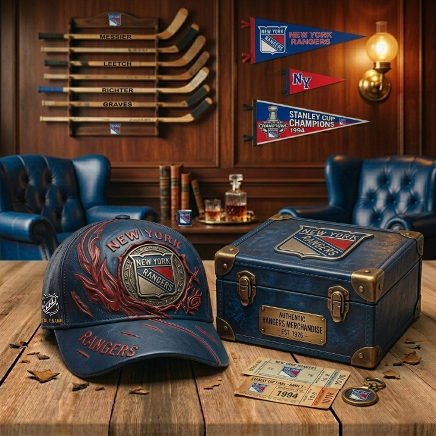 PREMIUM NHL X NYR VINTAGE CUSTOME NAME HAT NDT VHM 180426