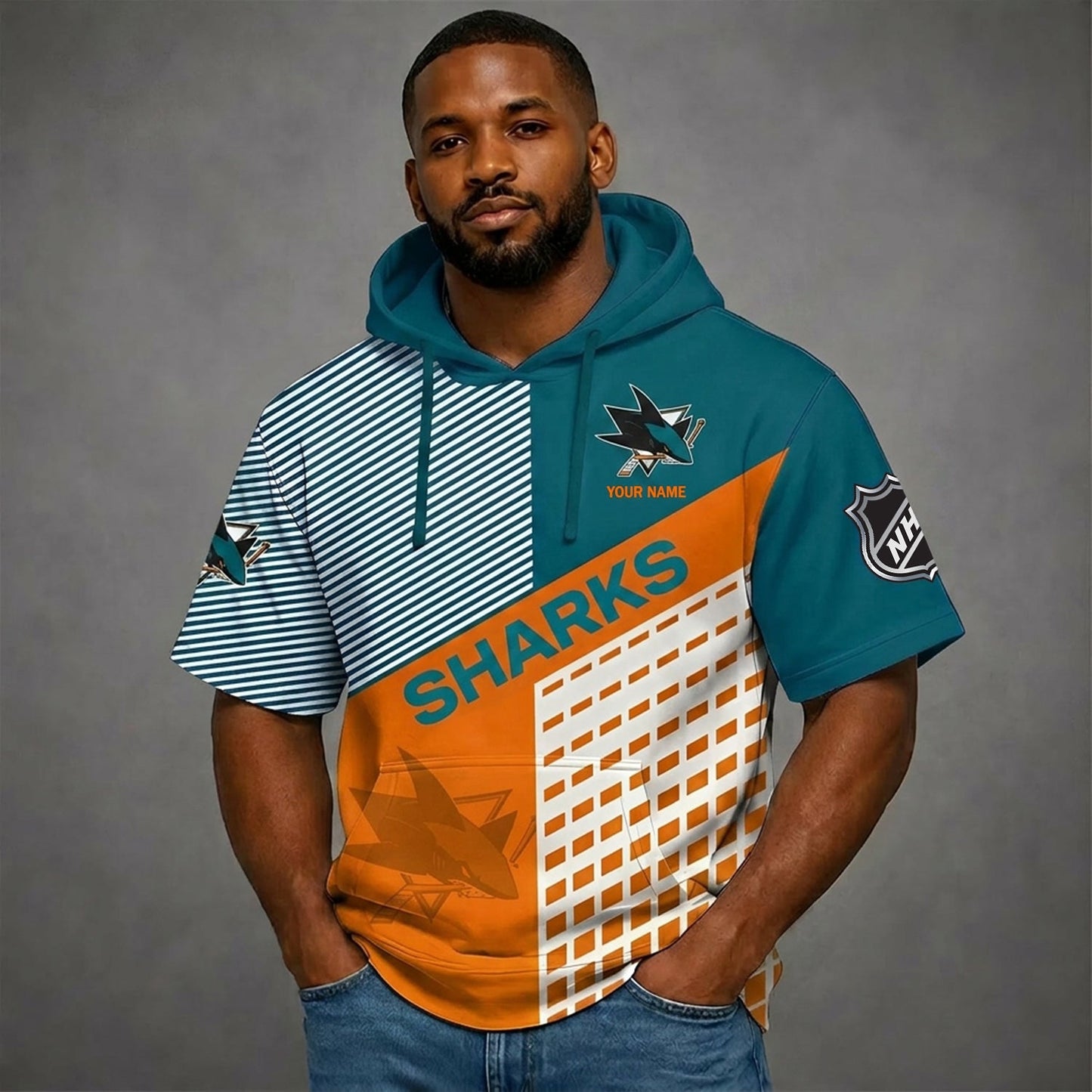 PREMIUM NHL X SJS Short Sleeve Hoodie SHIRT FOR SUMMER HOLIDAY V3 NDT NHM 180526