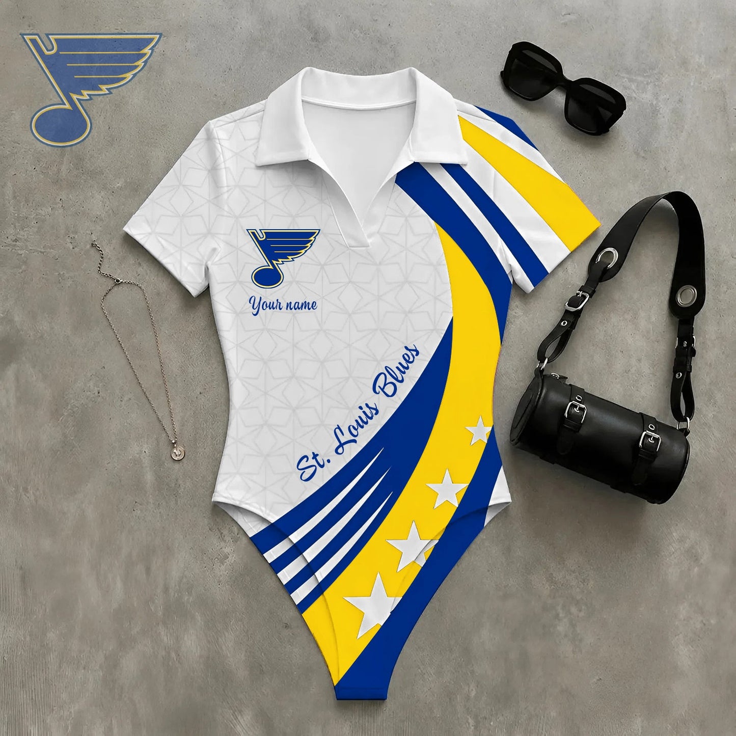 PREMIUM NHL X SLB WomenŸ??s Slim-Fit V-Neck Polo Bodysuit NDT NHM 270526