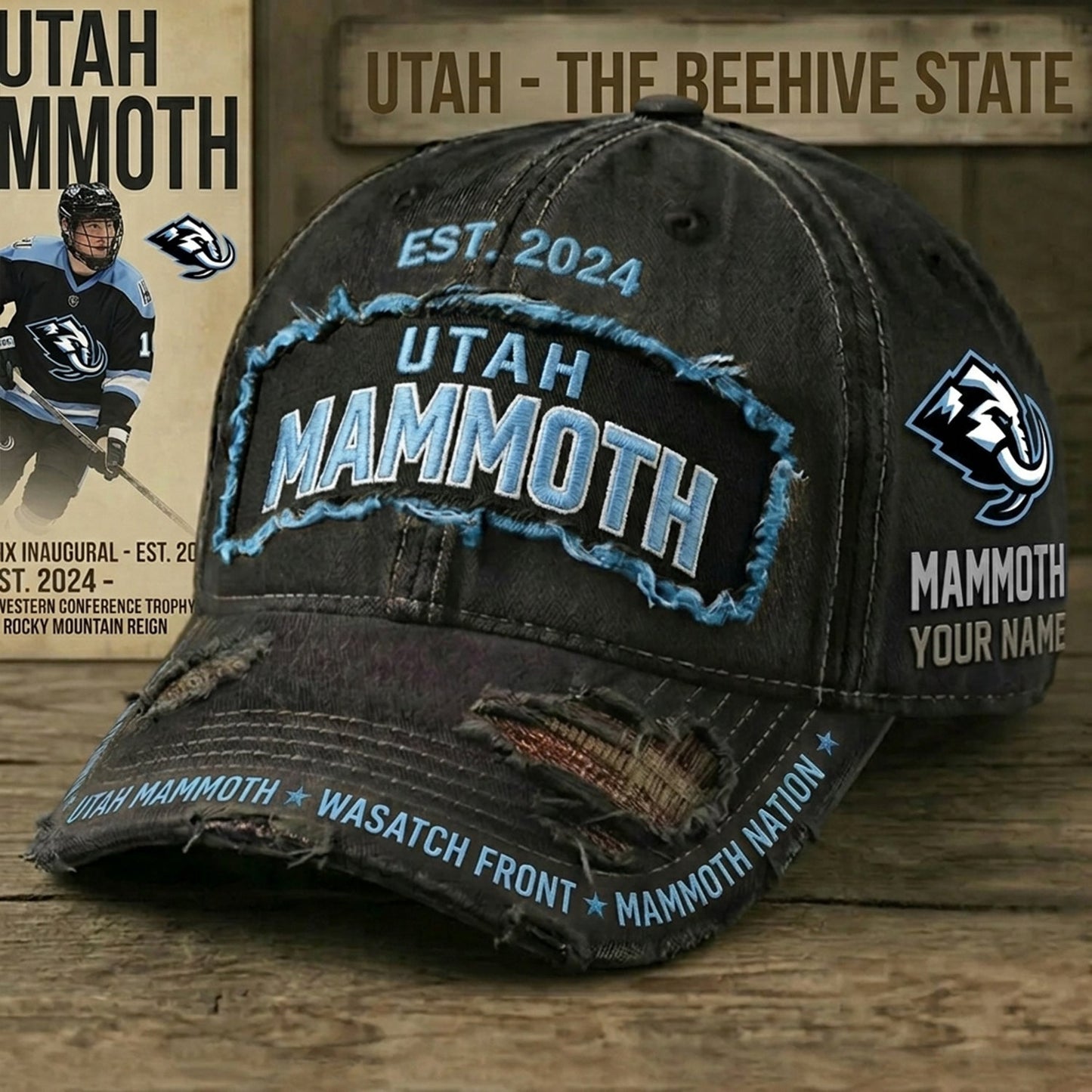 PREMIUM NHL X UM Denim Washed Custom Name HAT NDT NHM 050526