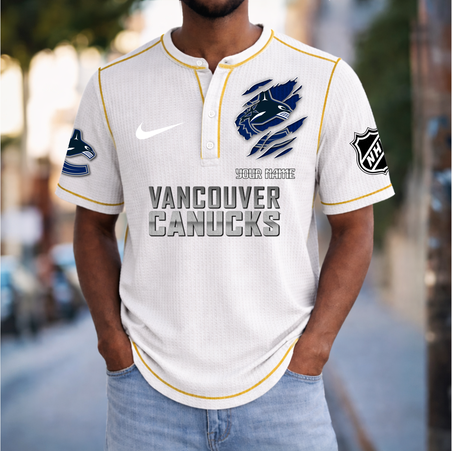 PREMIUM NHL X VC Crew neck button Henry Shirt Limited Editions NDT VHM 20426