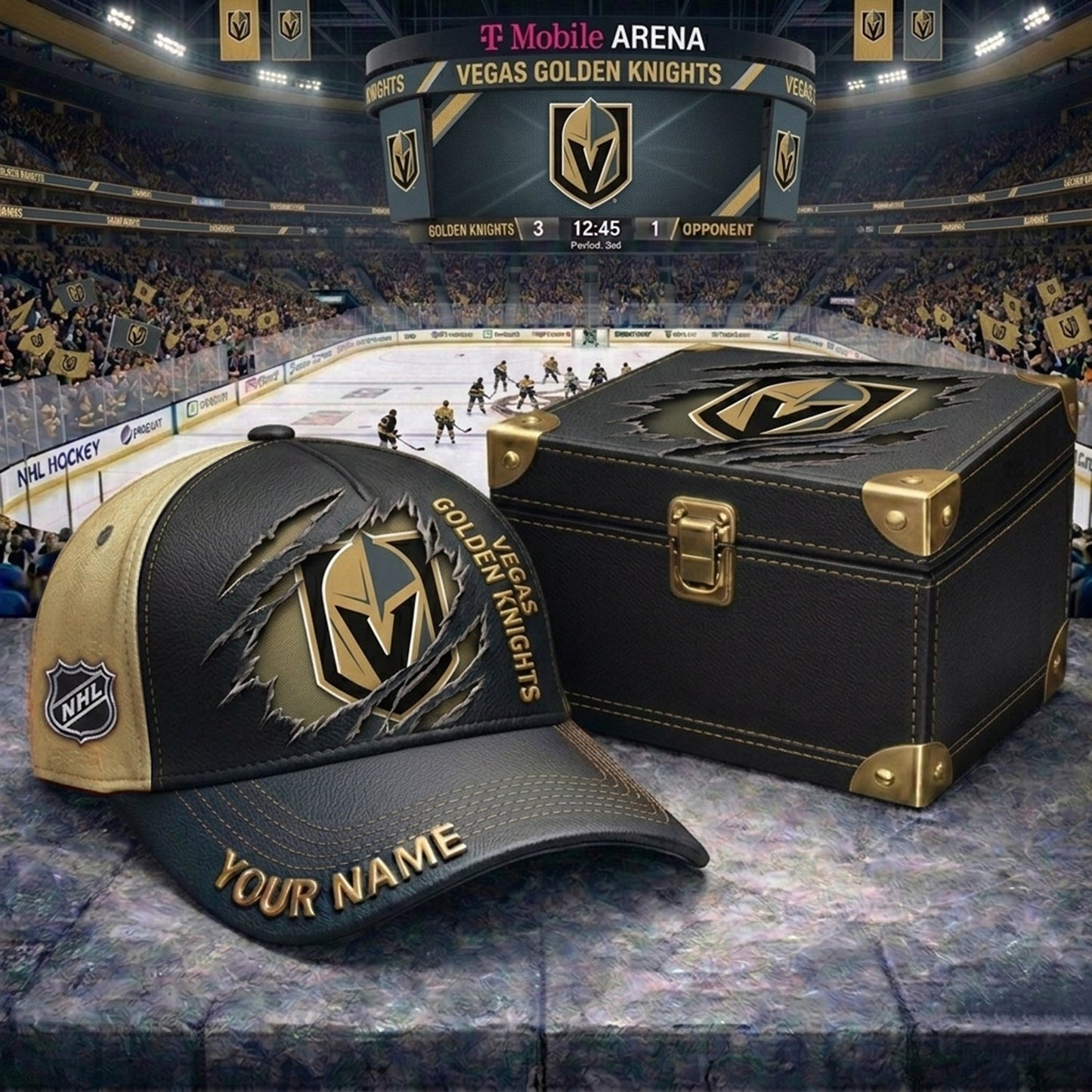 PREMIUM NHL X VGK CRACK CUSTOM NAME HAT NDT NHM 160426