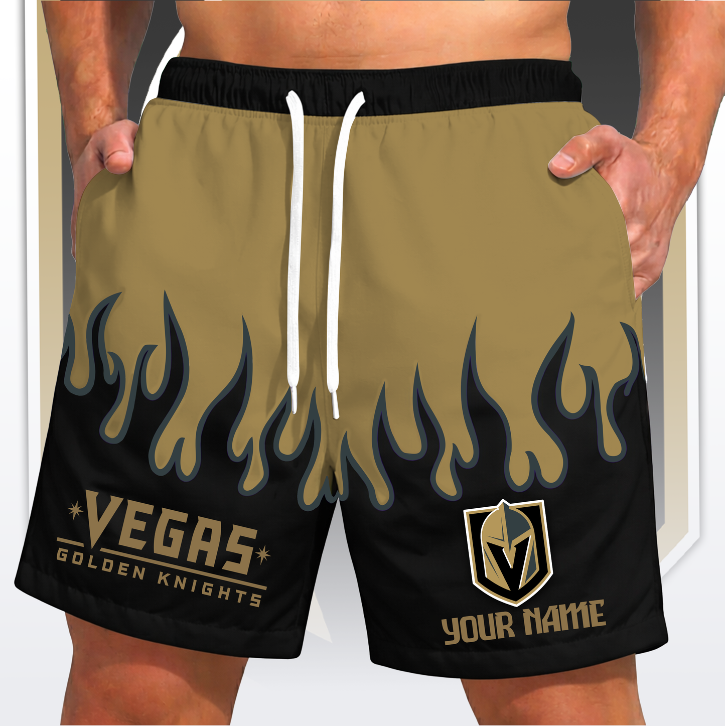 PREMIUM NHL X VGK Fire Flame Short Pants Custom Name Limited Edition NDT VHM 200426