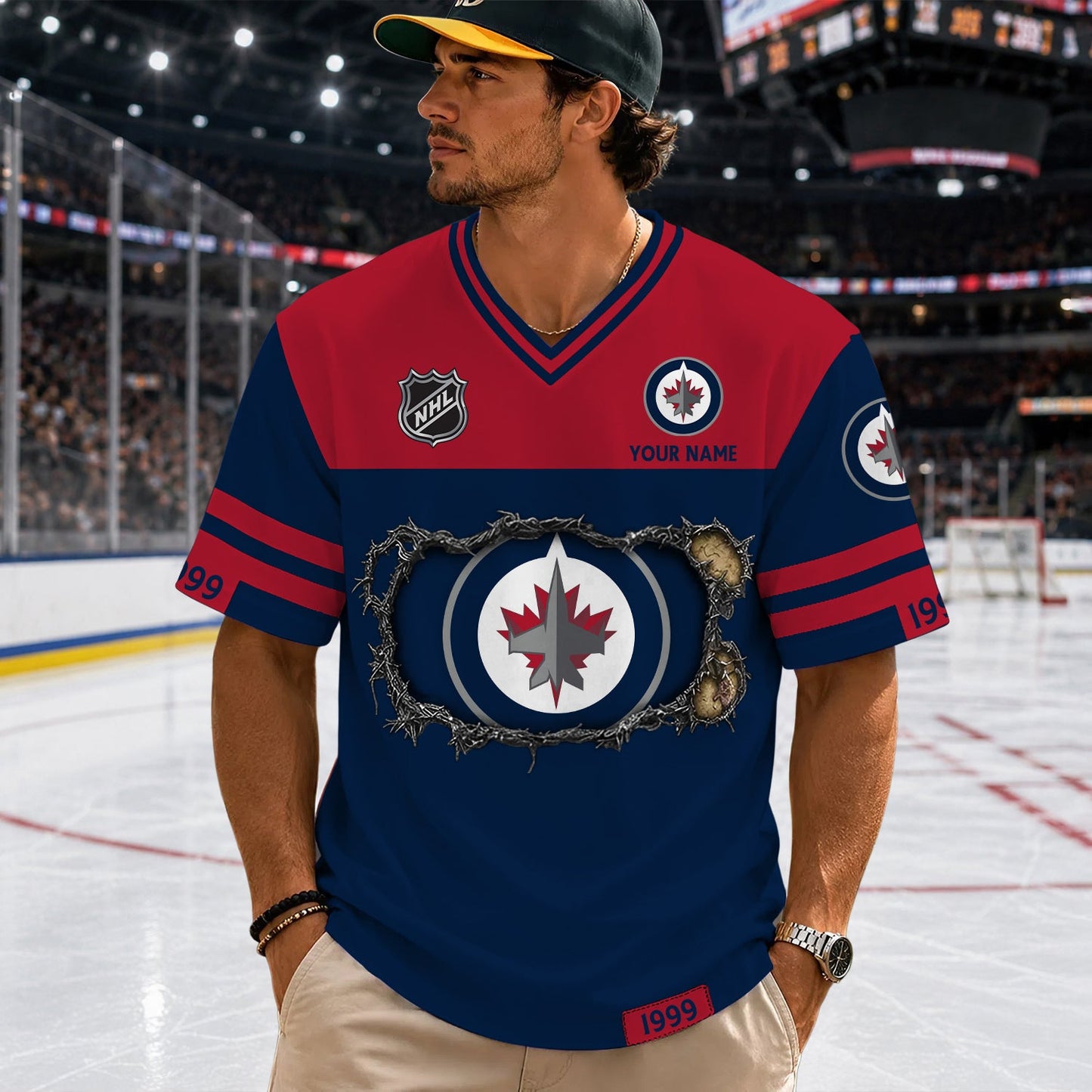 PREMIUM NHL X WJ Streetwear V-neck Shirt Custom Gifts For Fan NDT NHM 290526