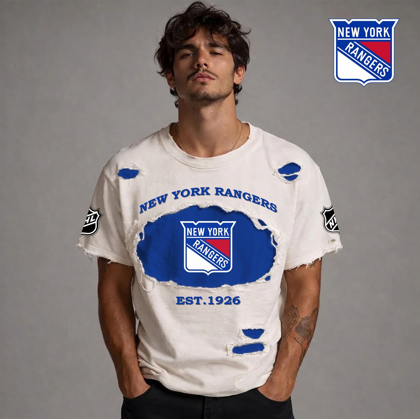 PREMIUM NHL x NYR RETRO WASH SHIRT NDT NTN 080426