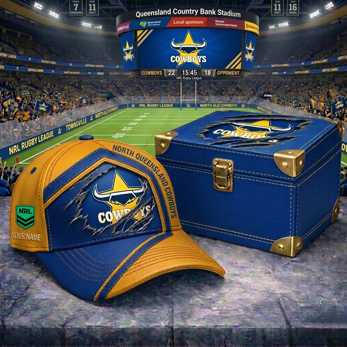 PREMIUM NRL X NQC CRACK CUSTOM NAME HAT LIMITED EDITION NDT NHM 070526