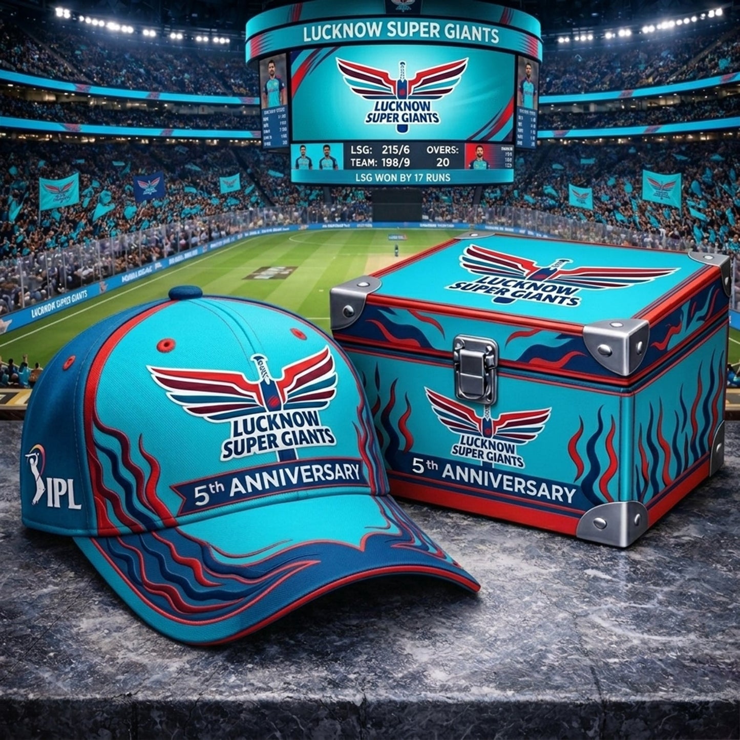 PREMIUM IPL X LSG Anniversary Flame Limited Edition Cap NDT NHM 210326