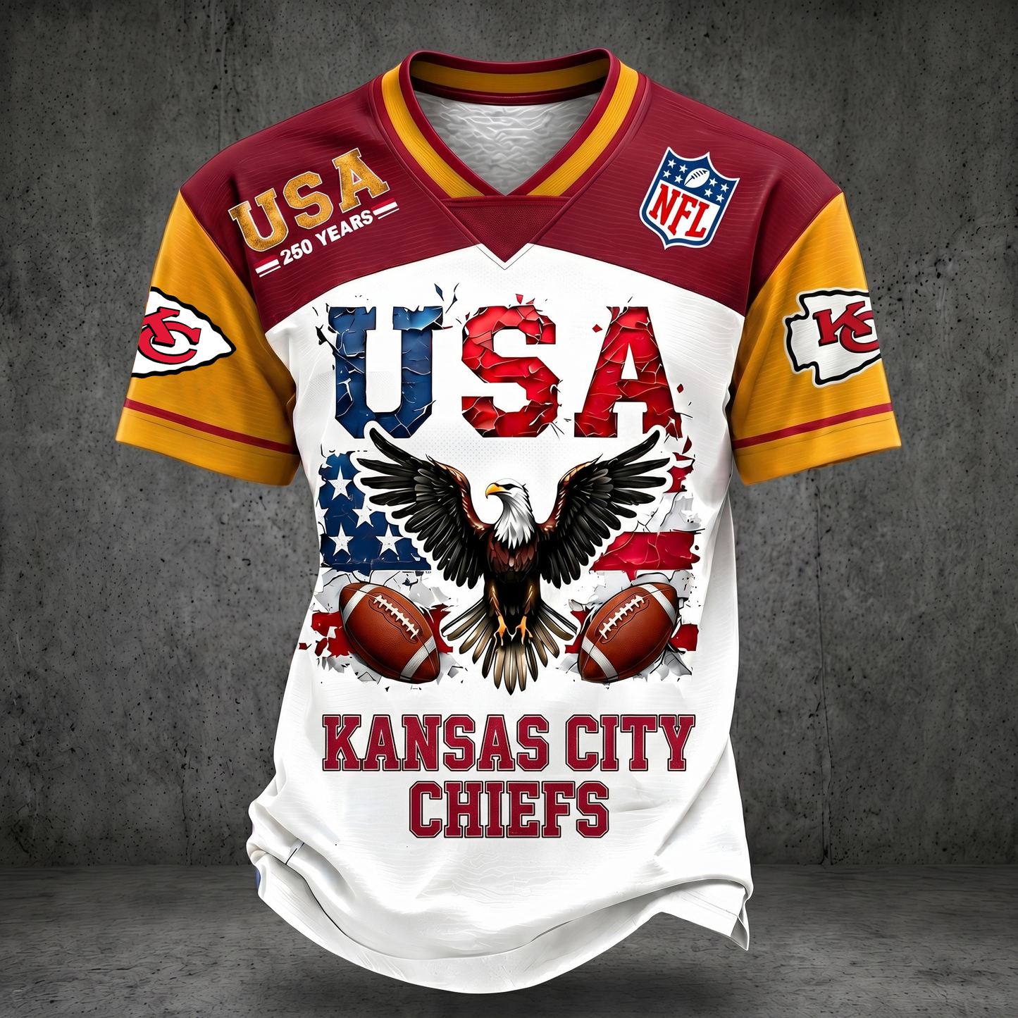 PREMIUM NFL X KC 250TH anniversary LUXURY V-Neck T- Shirt 130626