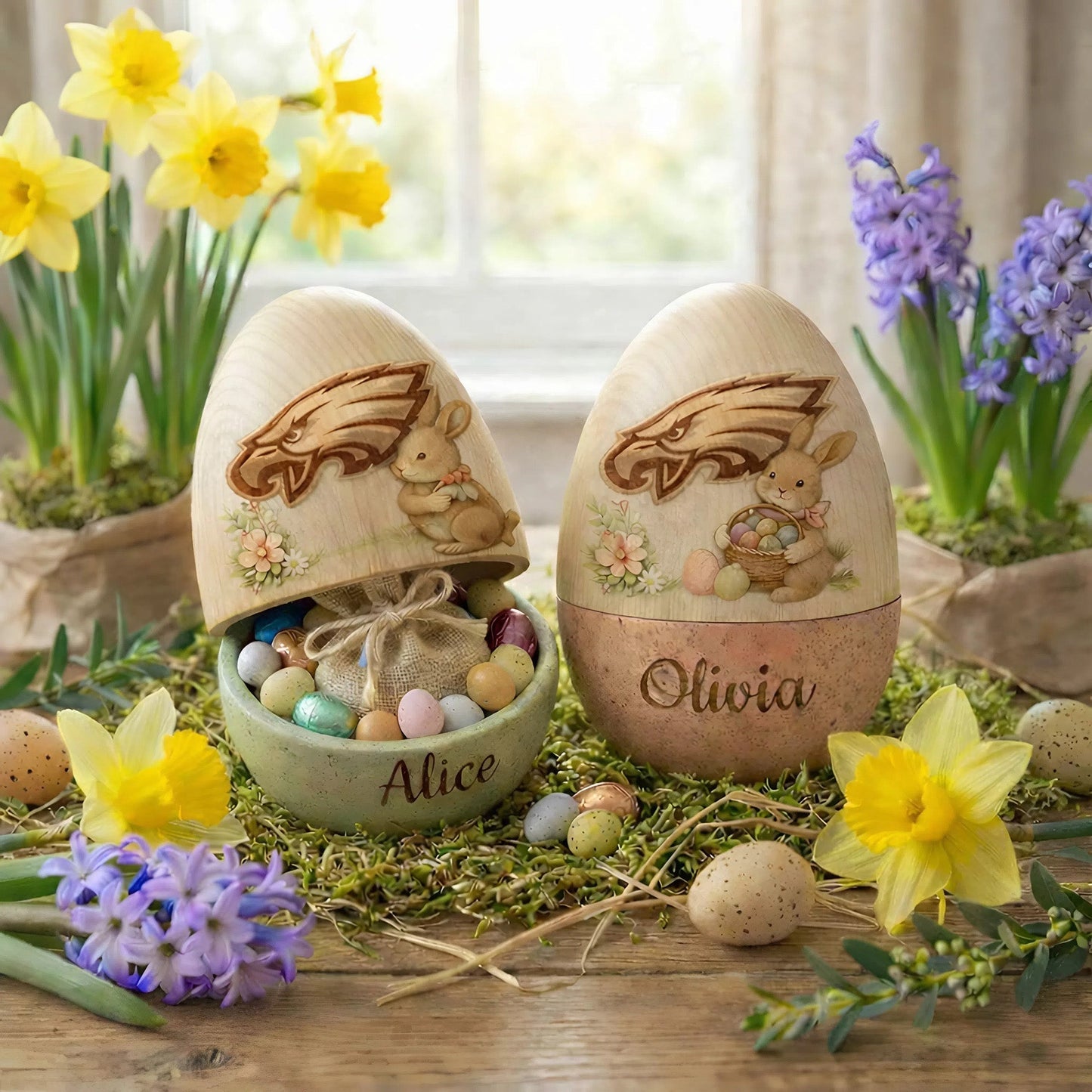 PREMIUM ?�??�???�?? X PHI Personalized Hollow Wooden Easter Egg NDT NHM 270226