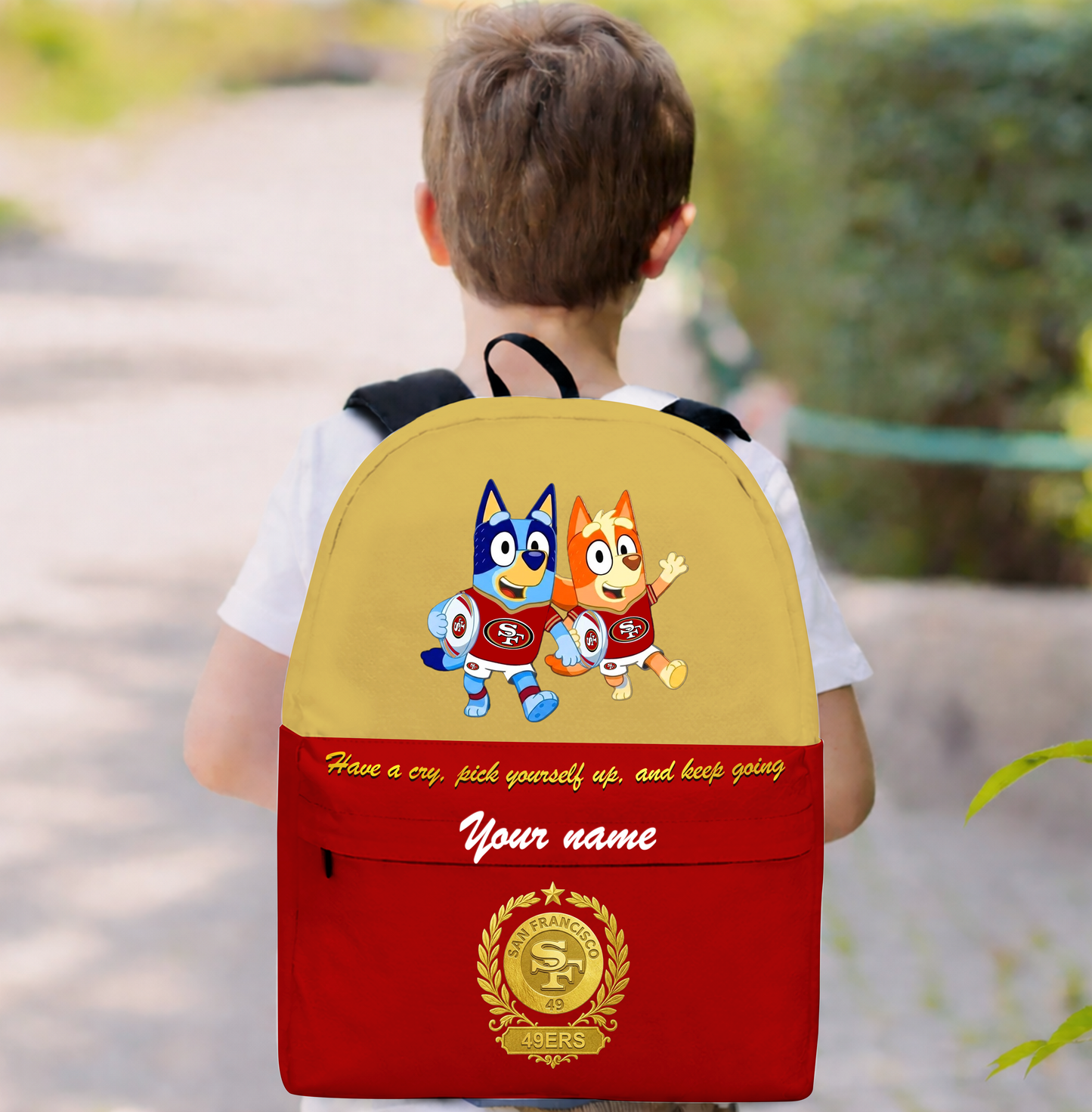 PREMIUM NFL X SF49 Schoolbag Bluey & Bingo Personalized Gifts For Son Limited Edition NDT VHM 050326