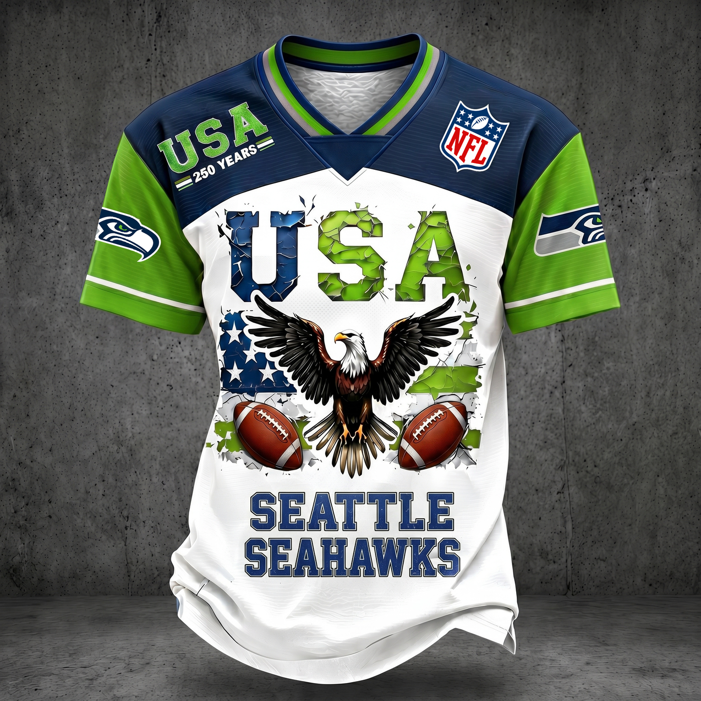 PREMIUM NFL X SS 250TH anniversary LUXURY V-Neck T- Shirt 130626
