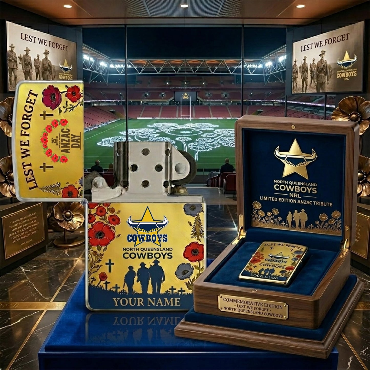 PREMIUM NRL X NQC ANNIVERSARY 111TH ANZAC Personalized Lighter NDT NHM 300326