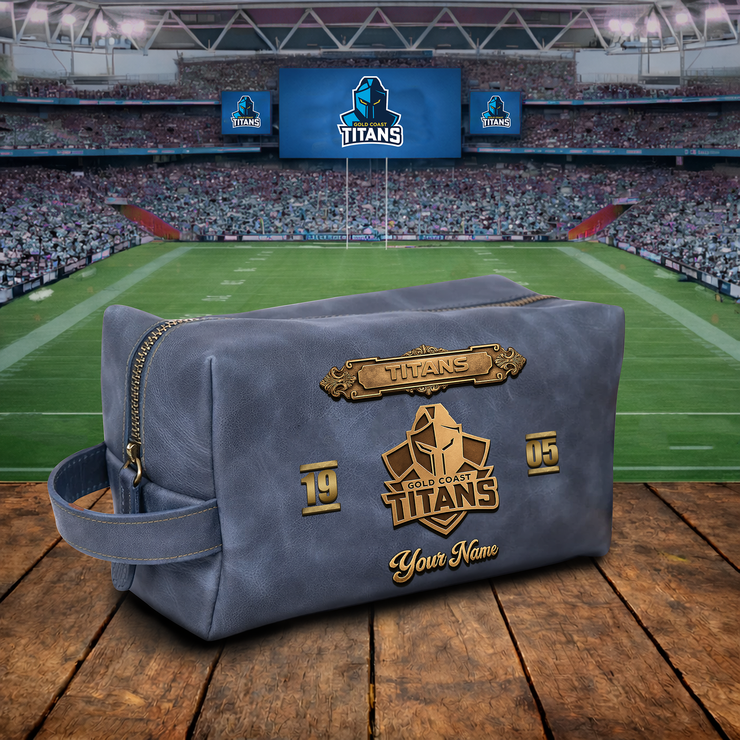 PREMIUM NRL X GCT 3D EMBOSSED LEATHER TOILETRY BAG Limited Edition NDT VHM