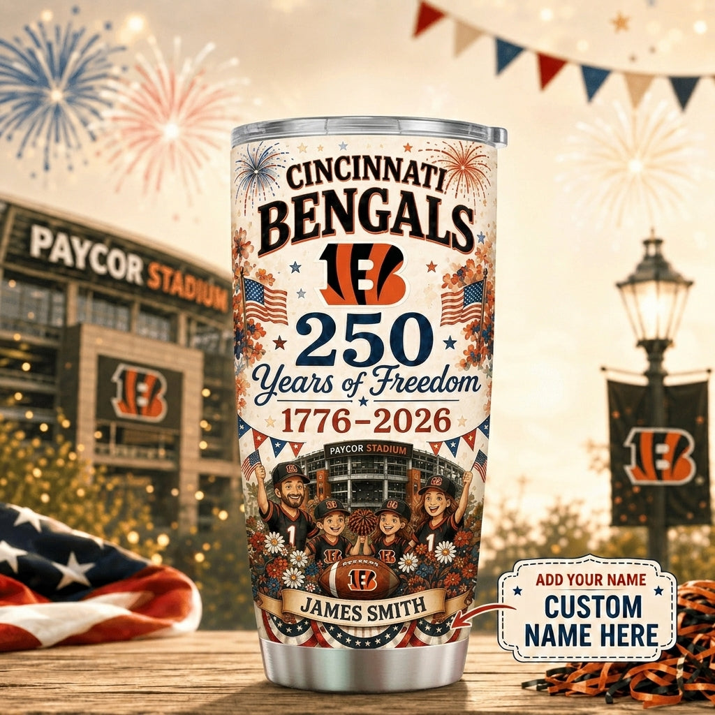 Personalized CIN Premium NFL 250 Years Of Freedom Classic Tumbler 150626