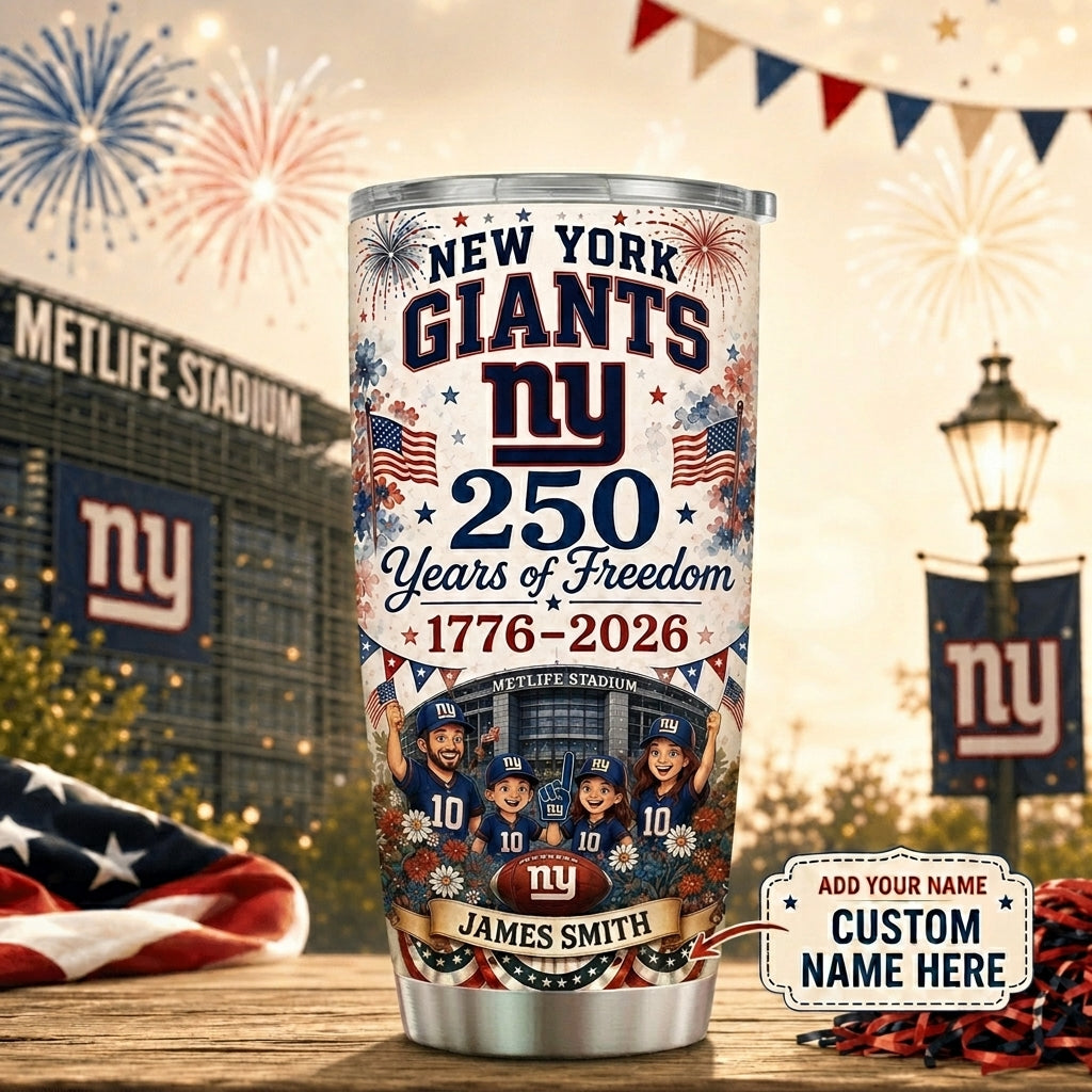Personalized NYG Premium NFL 250 Years Of Freedom Classic Tumbler 150626