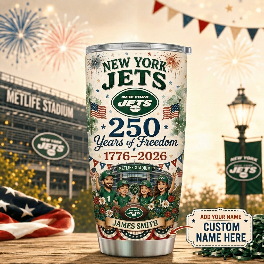 Personalized NYJ Premium NFL 250 Years Of Freedom Classic Tumbler 150626