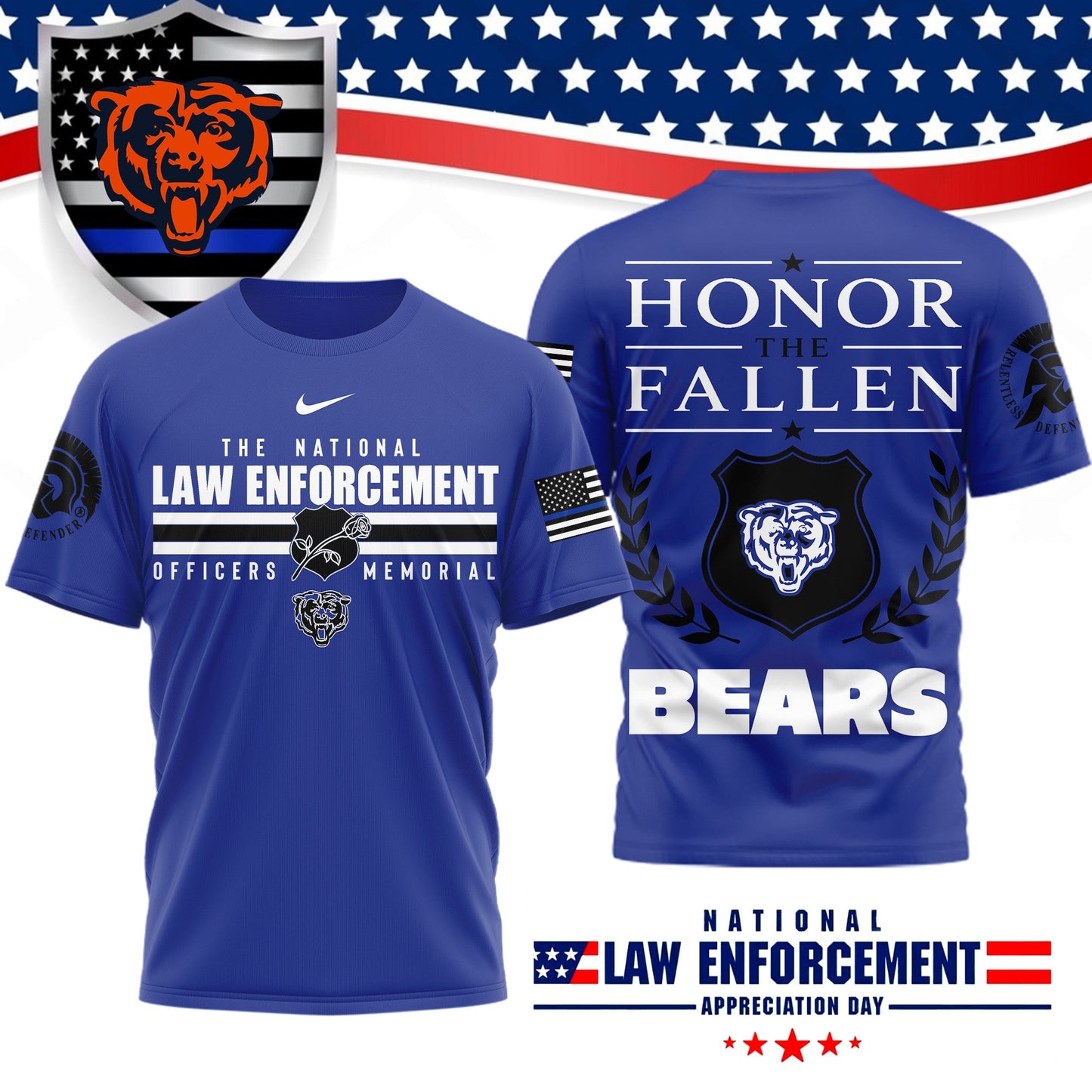 Premium NFL X CHI The National Law Enforcement 3D Shirt NDT LVH 050626