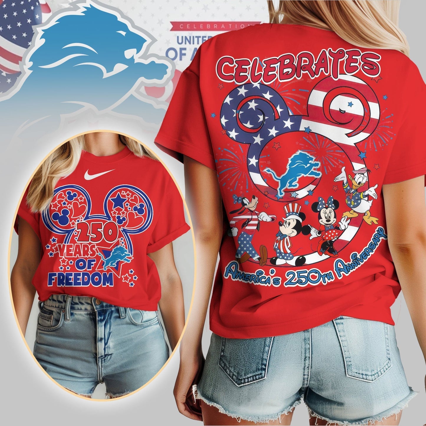 Premium NFL X DL Mouse Celebrates America 250th Anniversary Women Shirt NDT LVH