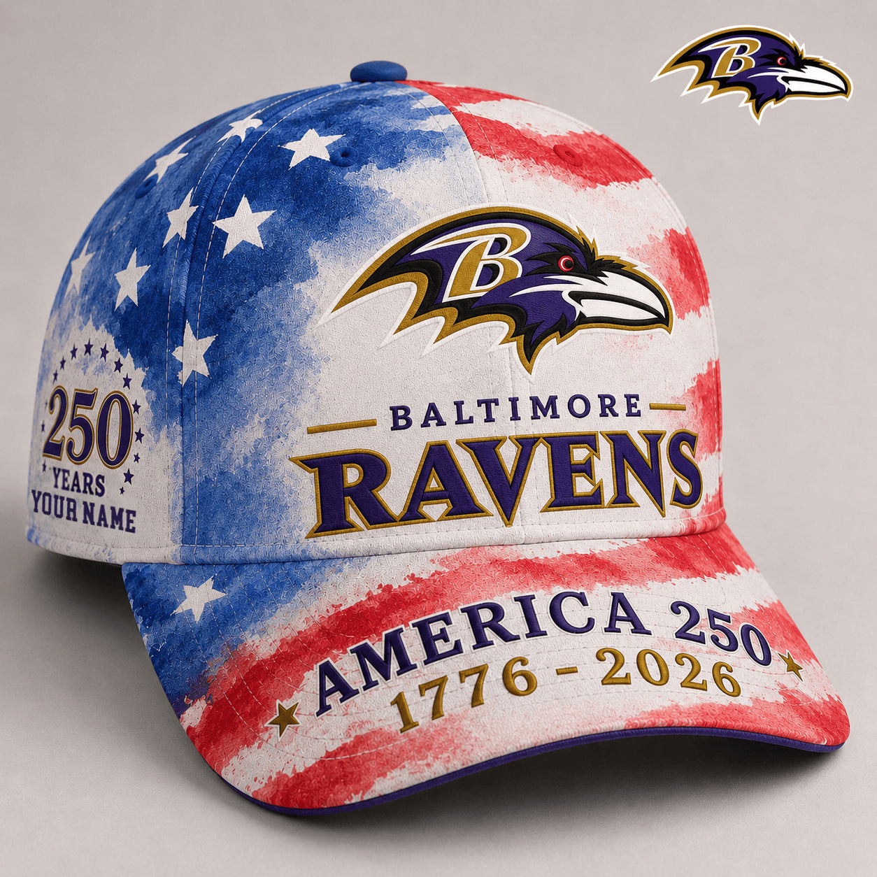 Premium NFL x BAL 250 Years Of Freedom Custome Name Cap 160626