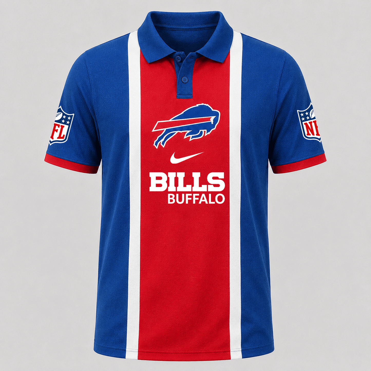 Premium NFL x BUF Sports Inspired Vertical Stripe Polo 250626