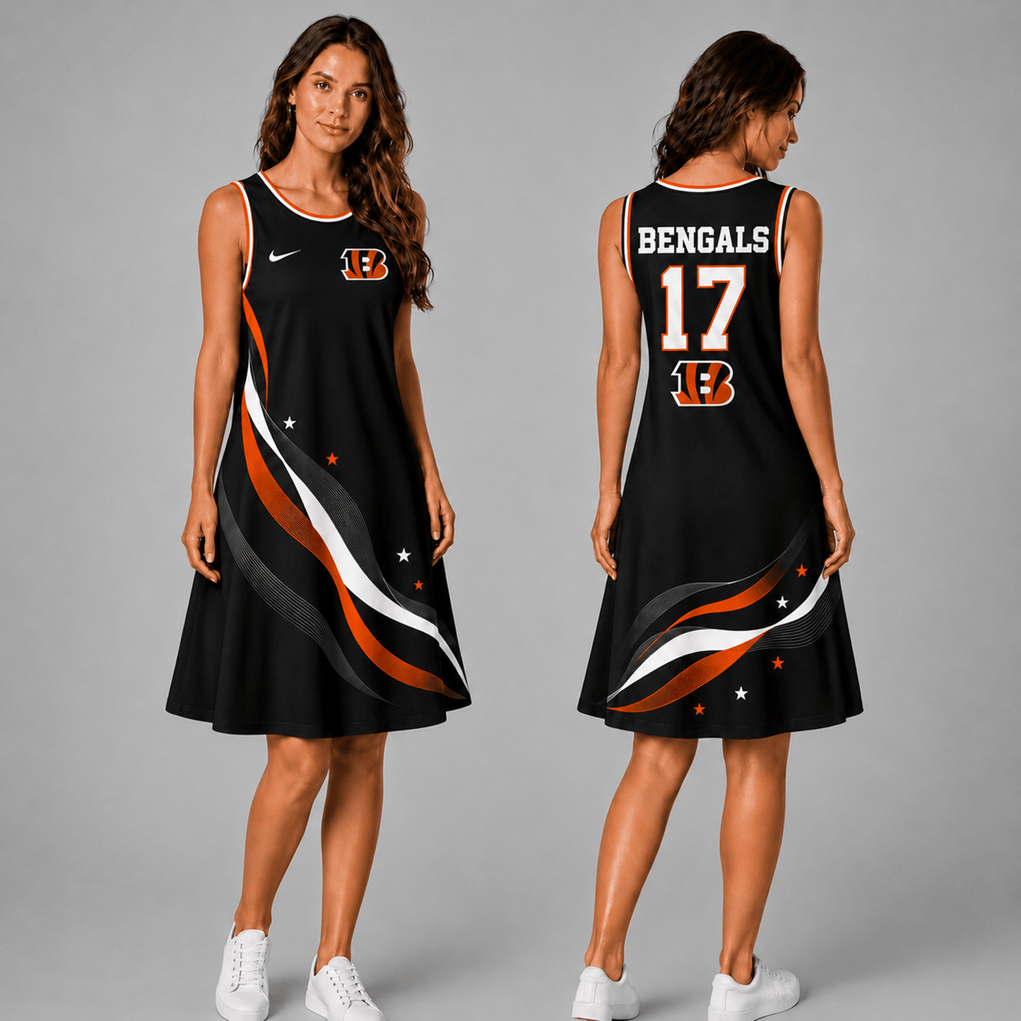 Premium NFL x CIN Style Custom Sleeveless Dress Personalized Name Number 180626