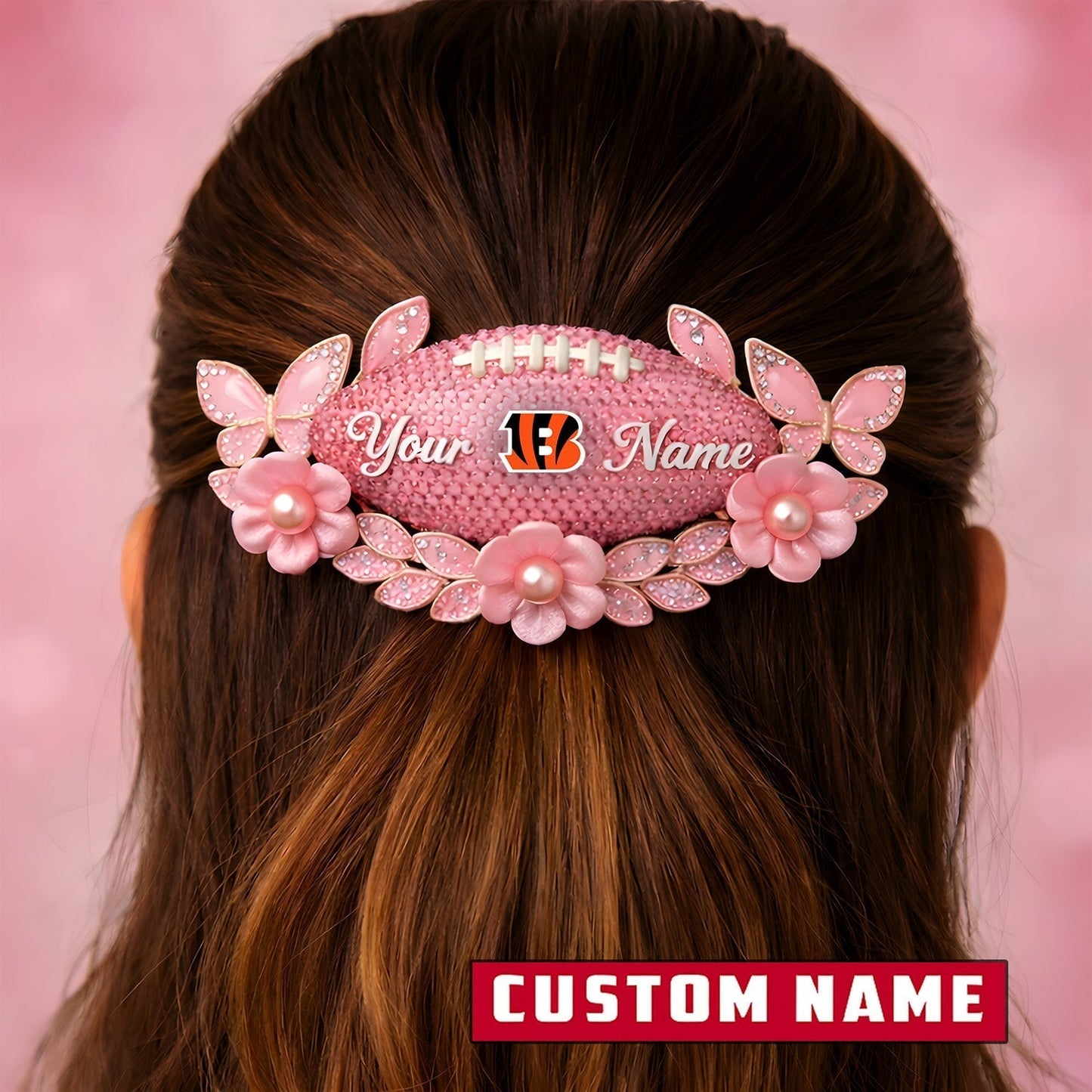 Premium NFL x Cincinnati Bengals Personalized Women's Hair Pin - Valentine Edition NDT LVH