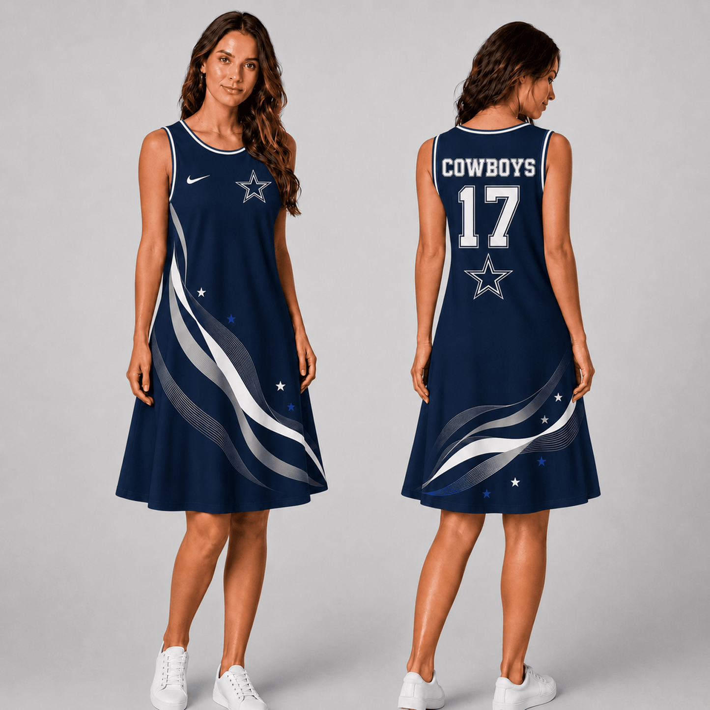 Premium NFL x DAL Style Custom Sleeveless Dress Personalized Name Number 180626
