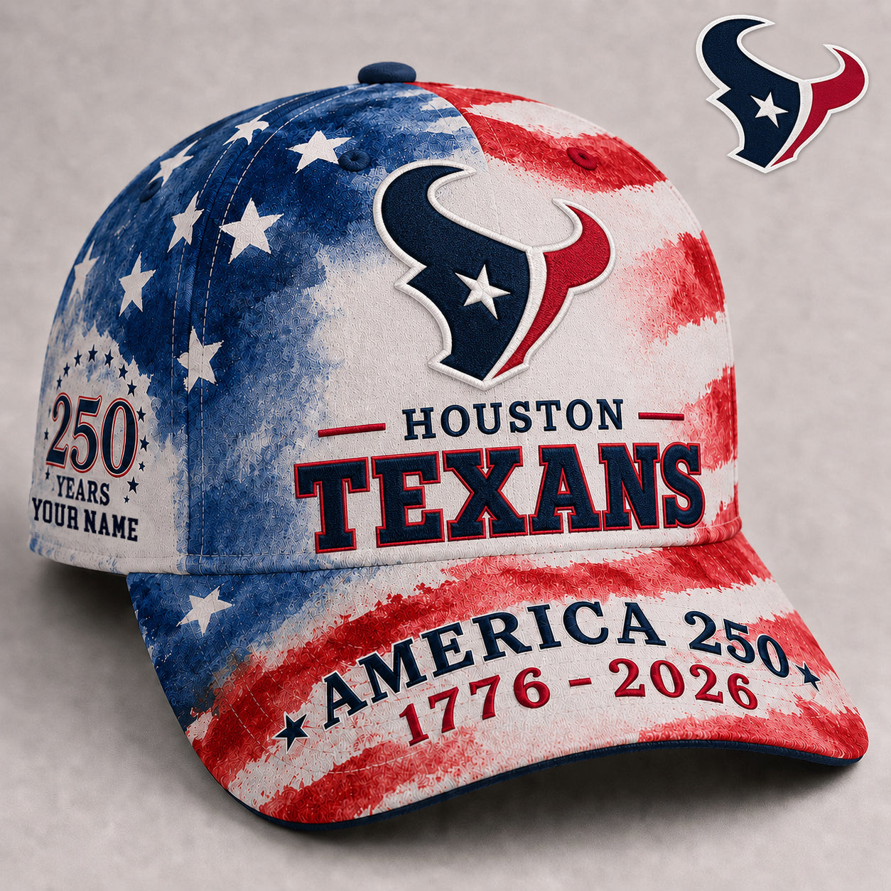 Premium NFL x HOU 250 Years Of Freedom Custome Name Cap 160626