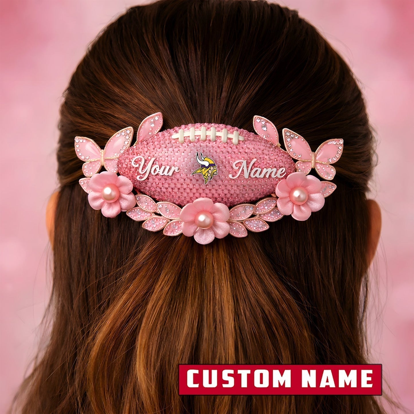 Premium NFL x Minnesota Vikings Personalized Women's Hair Pin - Valentine Edition NDT LVH