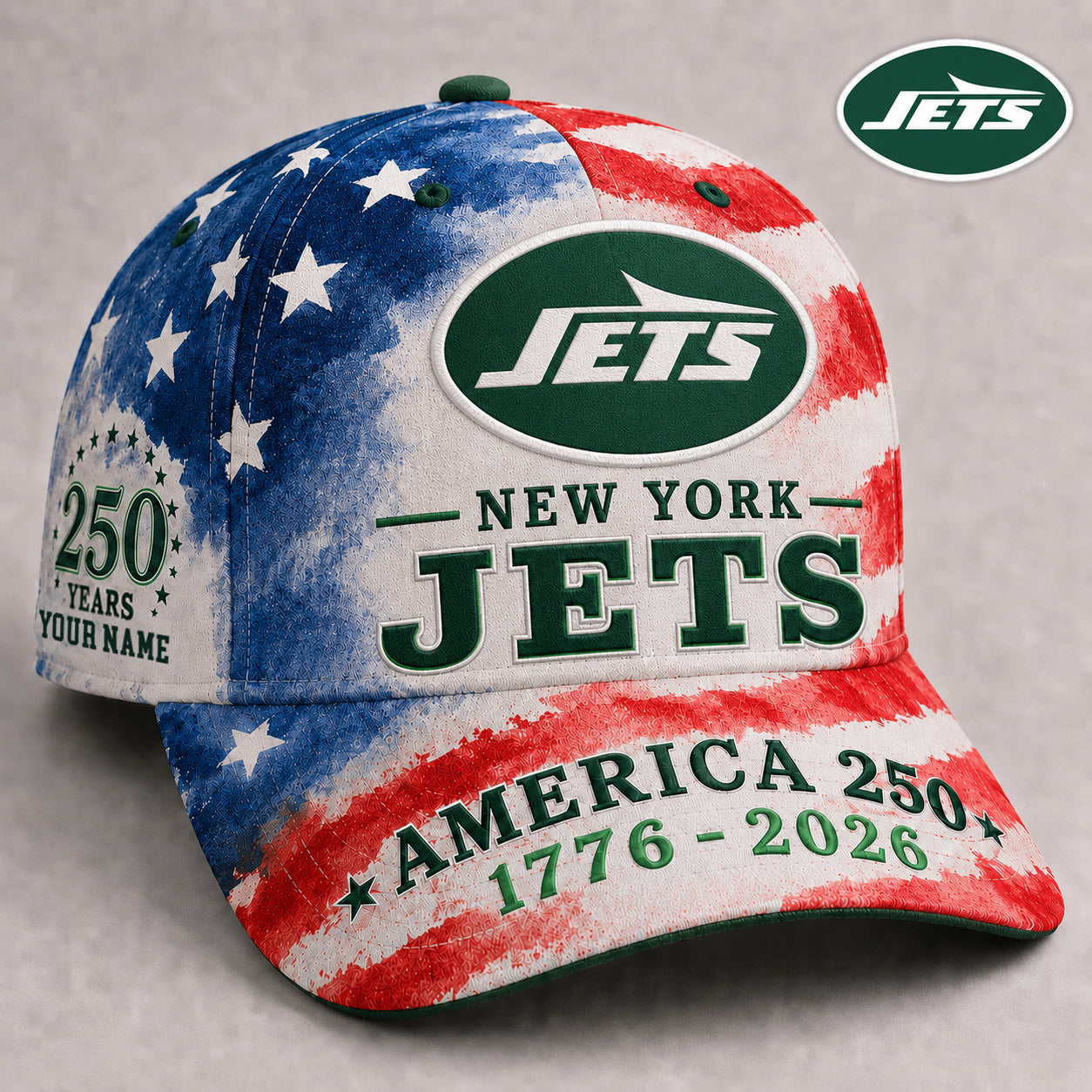 Premium NFL x NYJ 250 Years Of Freedom Custome Name Cap 160626