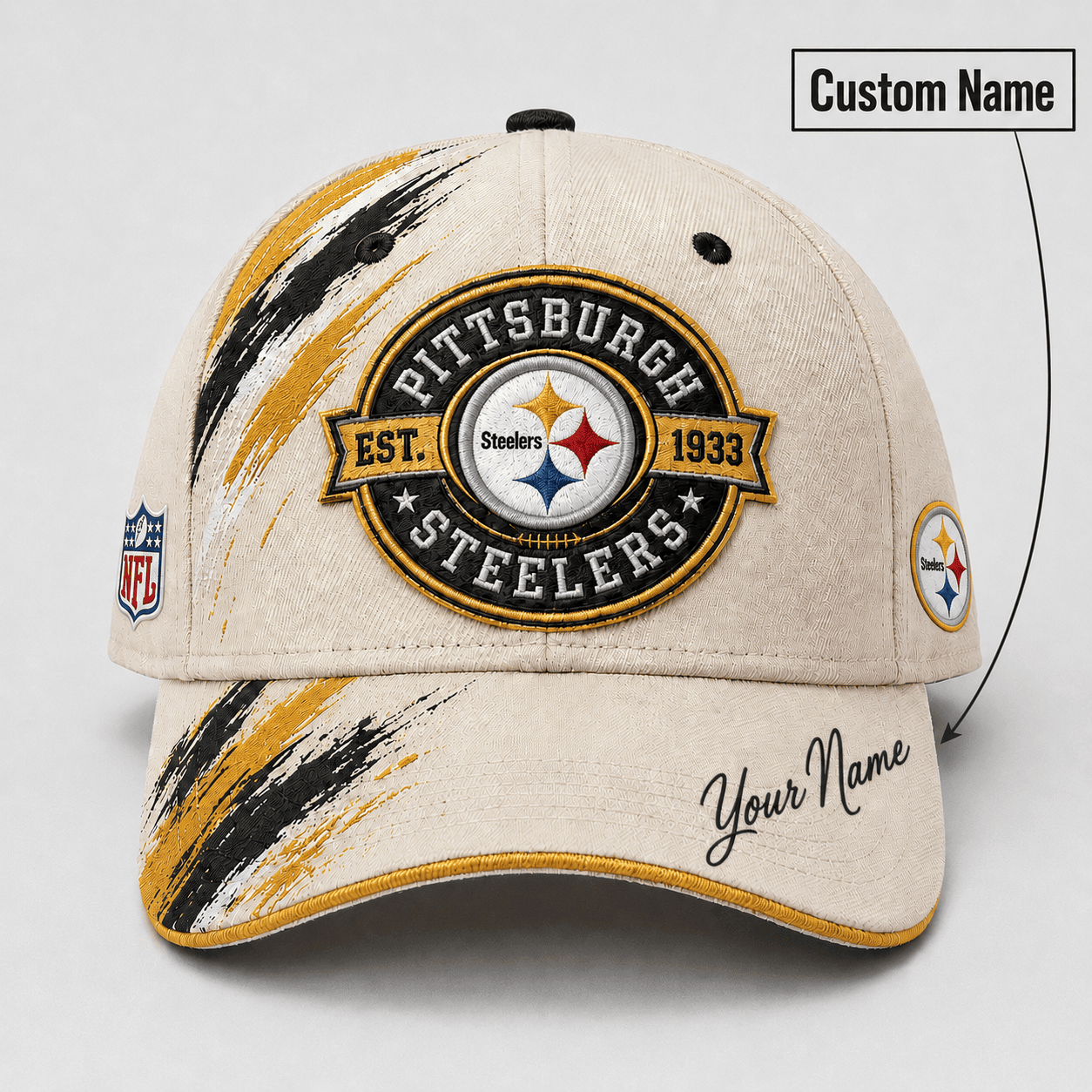 Premium NFL x PIT Custom Name Cap For Football Fans Loving Sporty Style 030726