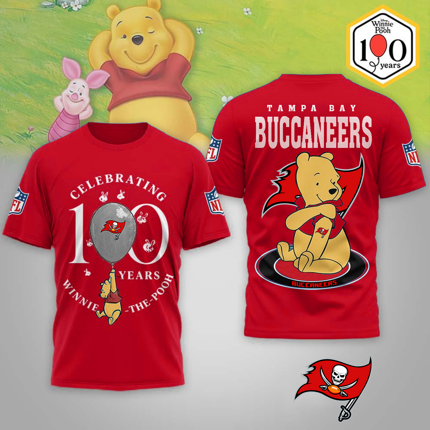 Premium NFL x TB Winnie The Pooh 100th Anniversary 3D Shirt DATND TANTD