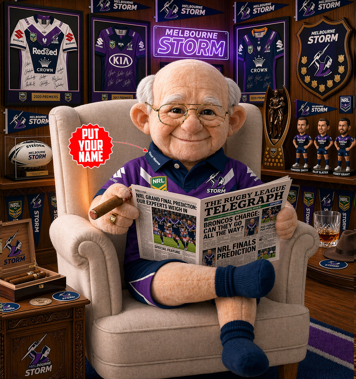 Premium NRL X MS Heritage Custome name Grandpa Collectible Plush NDT LVH 210426