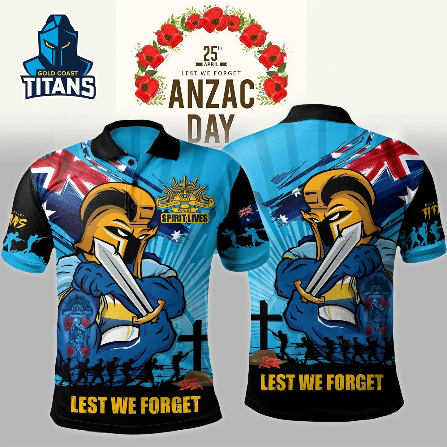 Premium NRL X NQC Polo Shirt Fearless ANZAC Defender NDT NHM