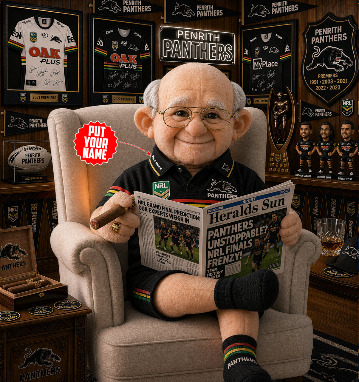 Premium NRL X PP Heritage Custome name Grandpa Collectible Plush NDT LVH 210426