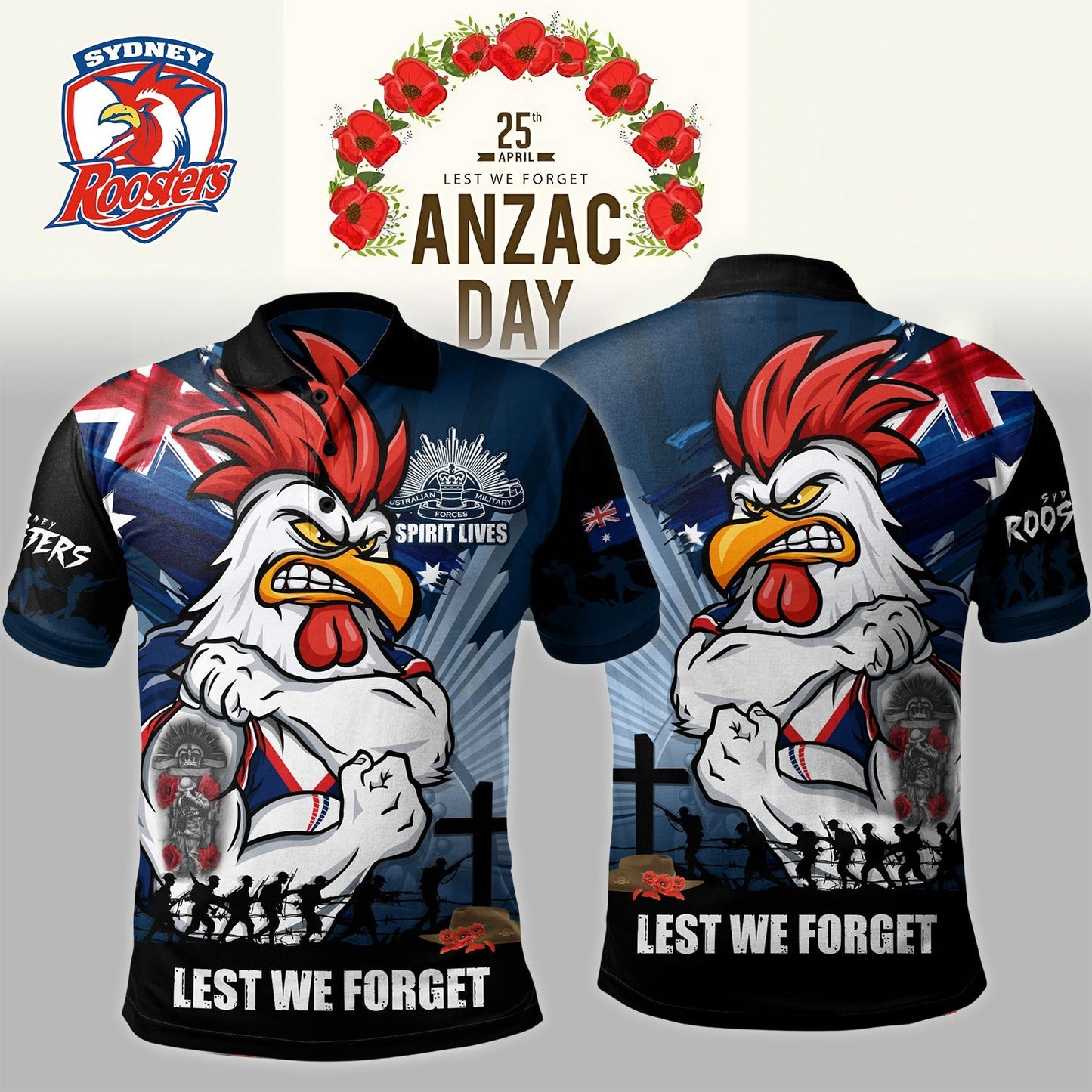 Premium NRL X SR Polo Shirt Fearless ANZAC Defender NDT NHM