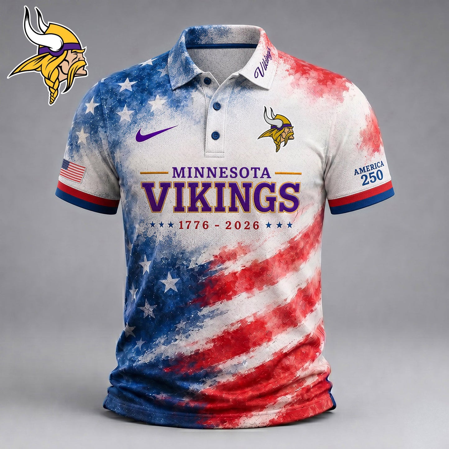 Premium NFL x MIN 250 Years Of Freedom Polo Shirt NDT NHM 150626