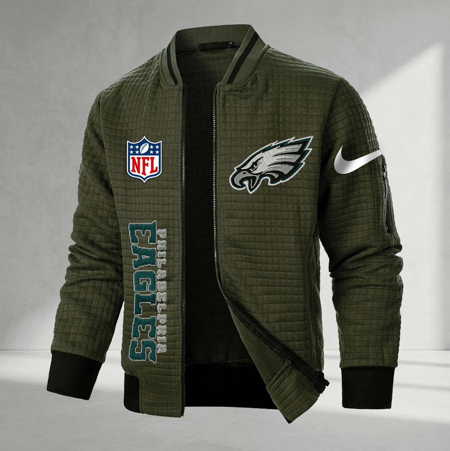 Premium NFL x PE Men�???s Waffle Plaid Cardigan NDT VHM 160126
