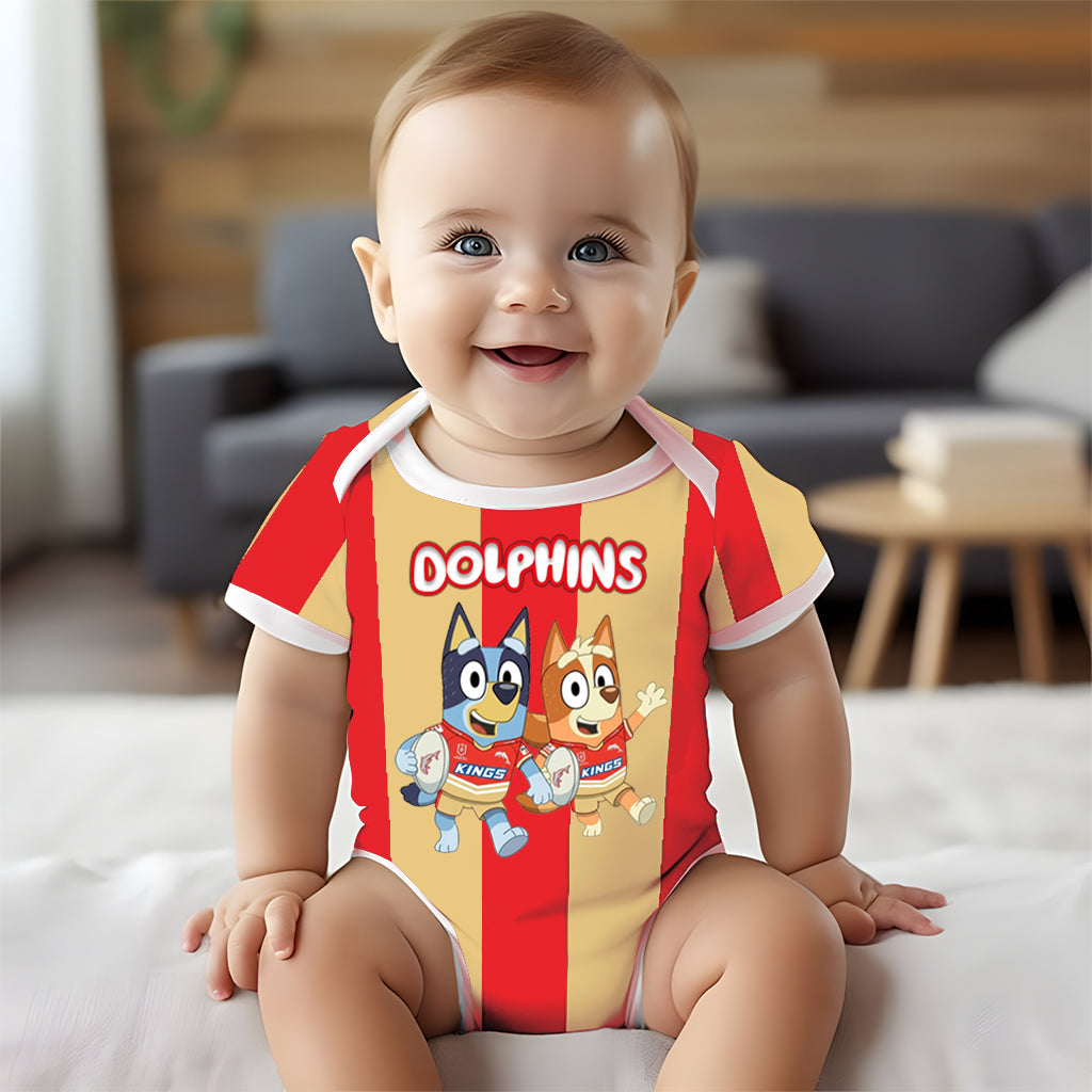Premium NRL X DOL Bluey & Bingo Baby Romper Custom Name For Kids V4 NDT LVH 230326