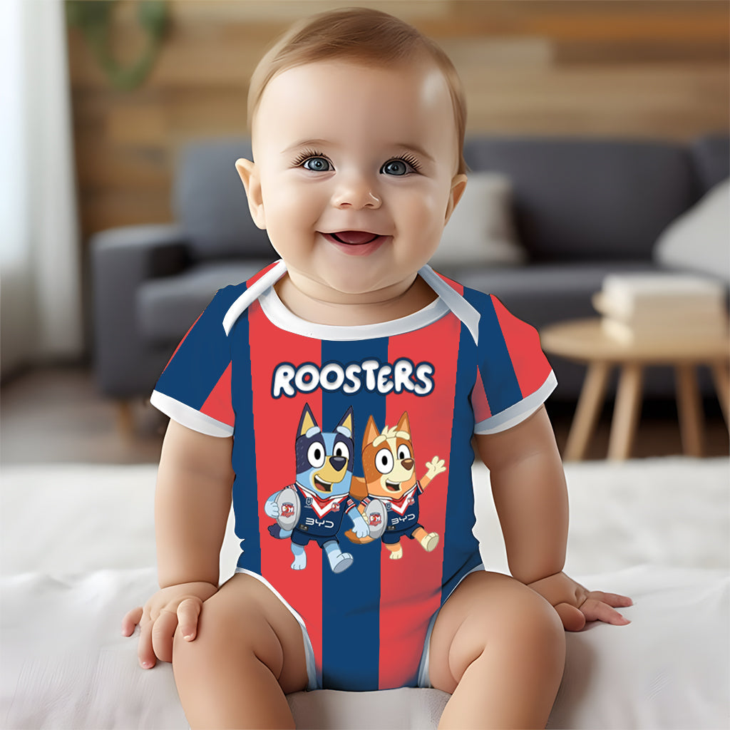 Premium NRL X SR Bluey & Bingo Baby Romper Custom Name For Kids V4 NDT LVH 230326